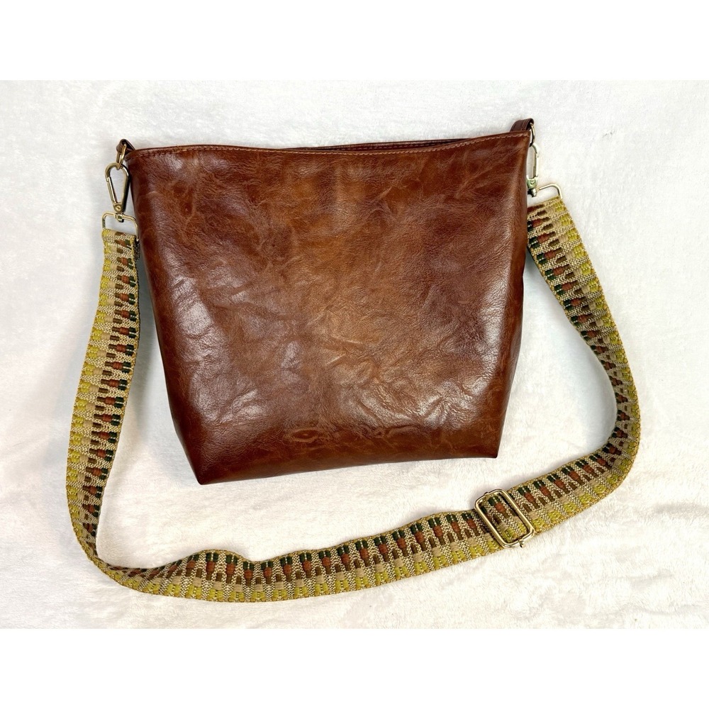 Brown Crossbody Bag Adjustable Woven Strap Boho Casual Everyday Festival